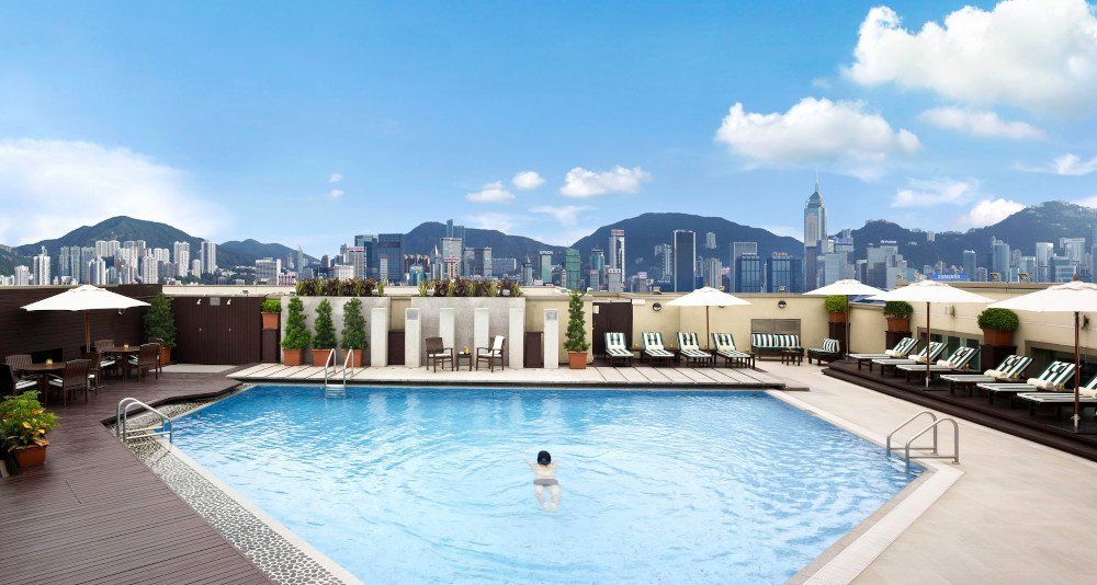 InterContinental Grand Stanford outdoor pool with harbour view