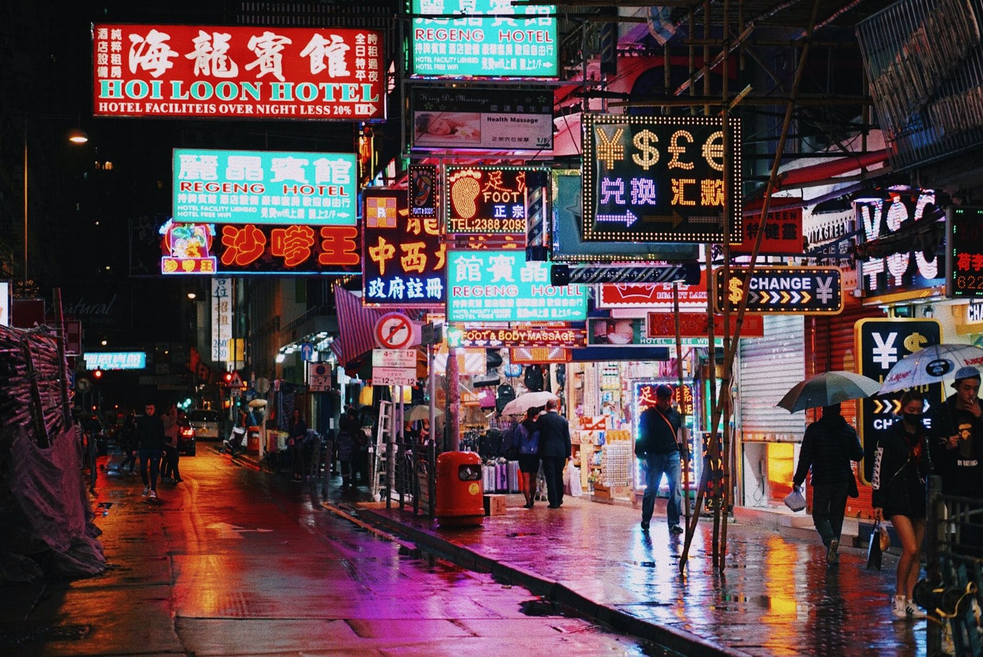 香港旺角夜晚霓紅燈
