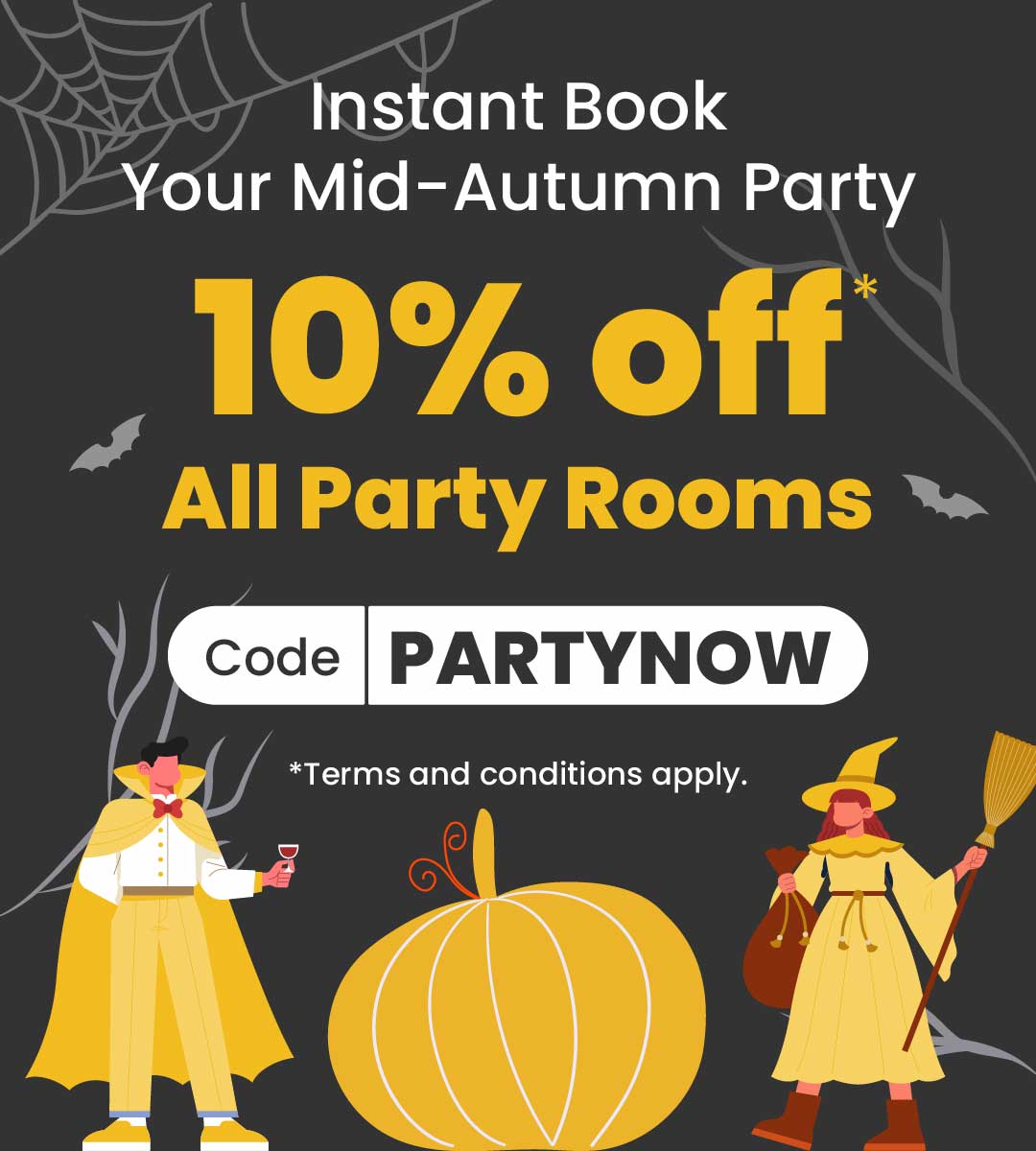 10% Off All Party Rooms – Instant Book Now