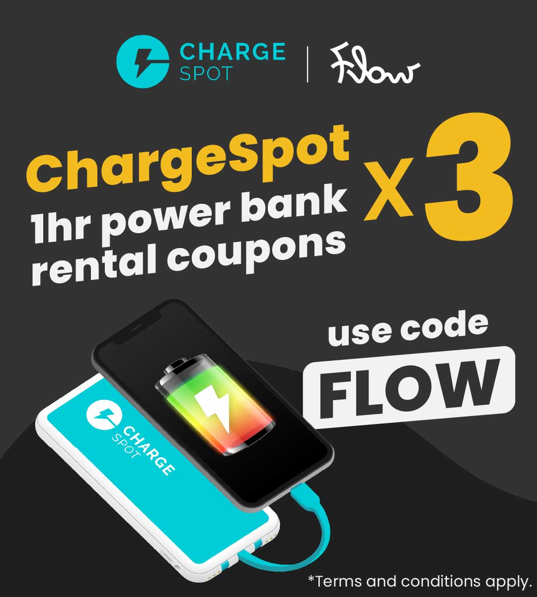 Flow Member Perks: Free ChargeSpot 1H Power Bank Rental Coupons x3