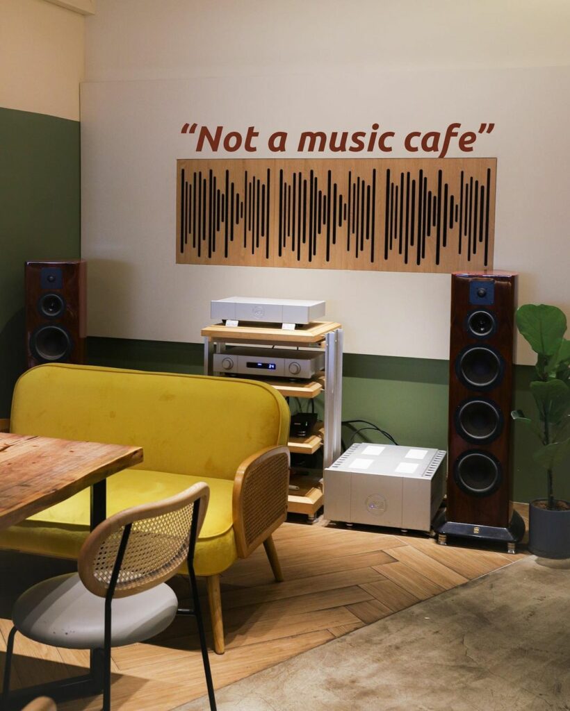 Best cafes in Tanjong Pagar, Singapore for brunch, coffee, aesthetics: Acoustics Coffee Bar - interior with acoustic panel