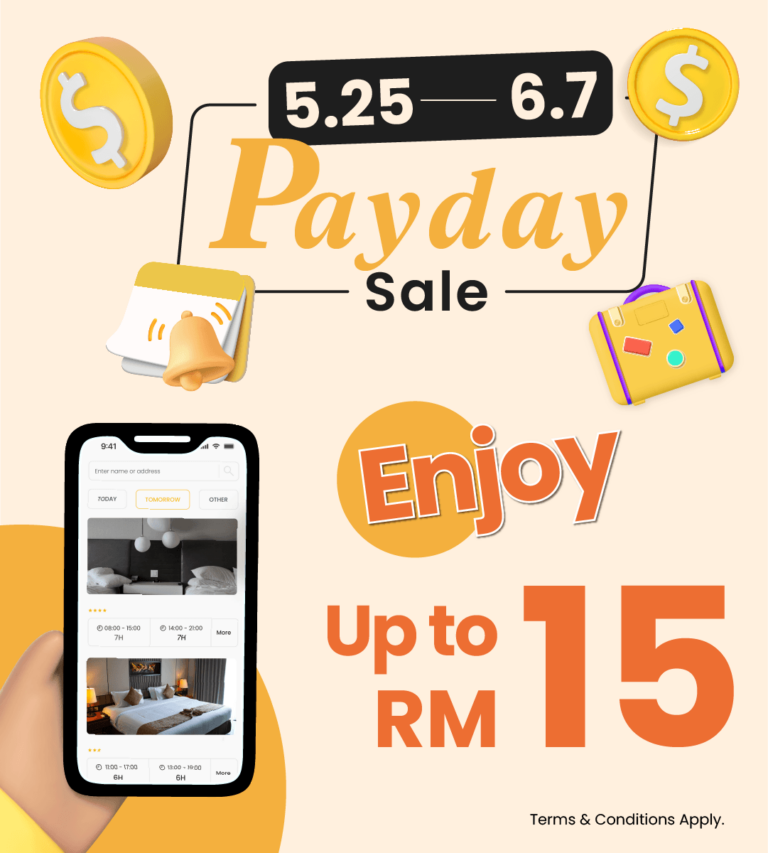 Payday 限时优惠:月头奖励自己！订酒店总值减 RM15