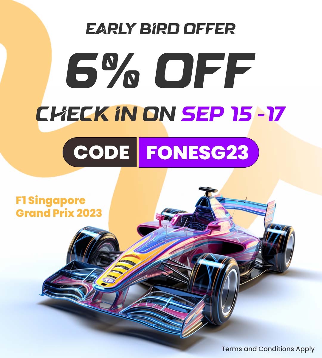 F1 Singapore 2023 Stay Offer: 6% OFF on Sep 15-17