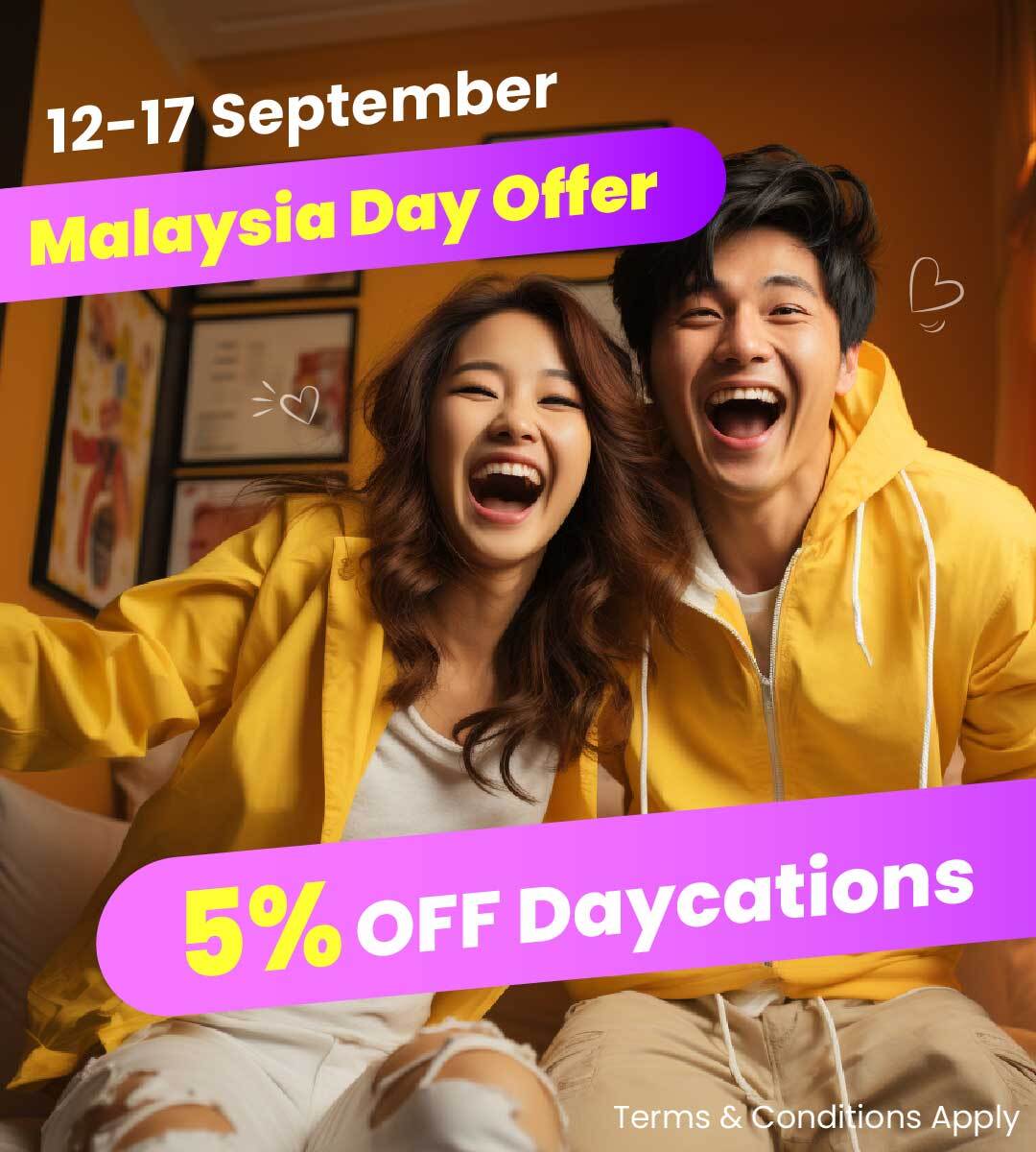 Let's celebrate Malaysia Day! Enjoy 5% OFF Daycation