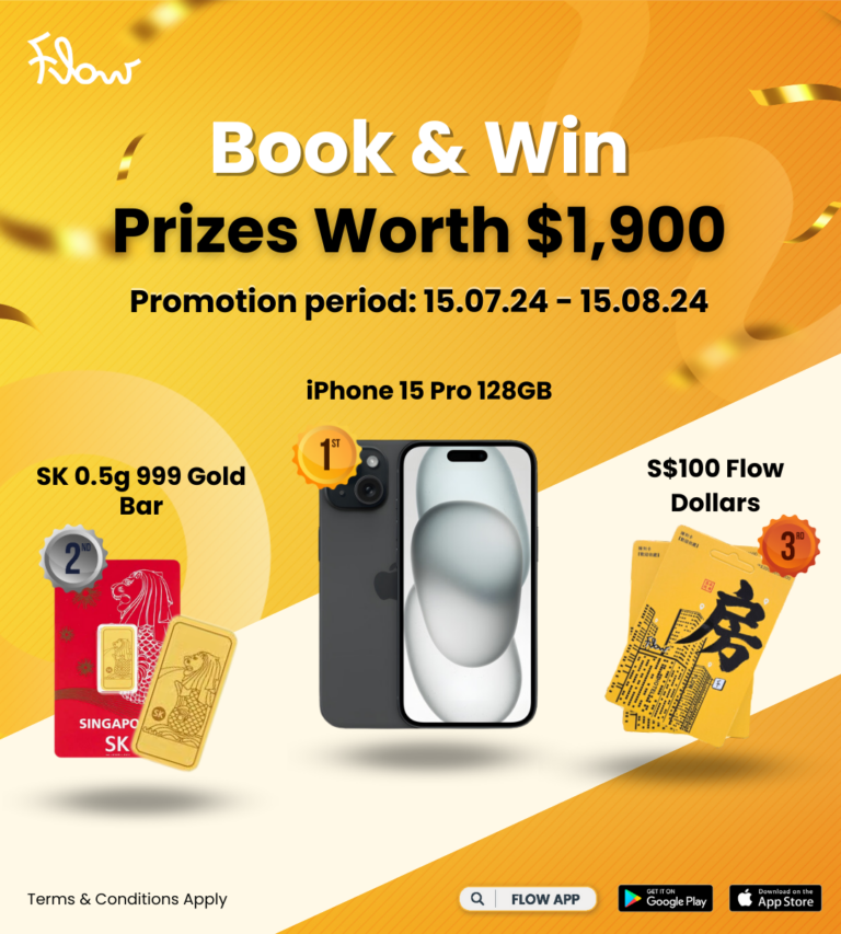 SG July Rewards: Book Your Stay &amp; Stand Chances to Win iPhone 15 Pro, Gold Bar or Flow Dollars!