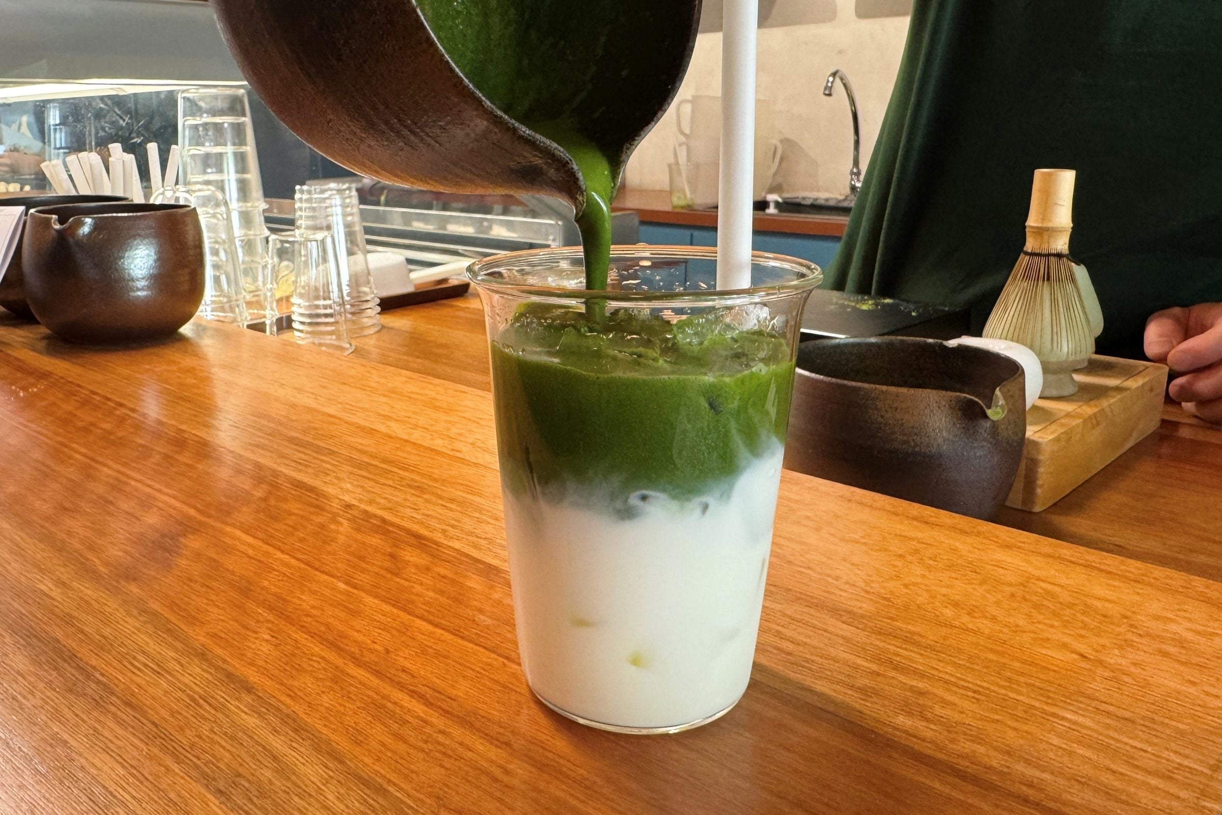 matcha drink after enjoying lola cafe menu