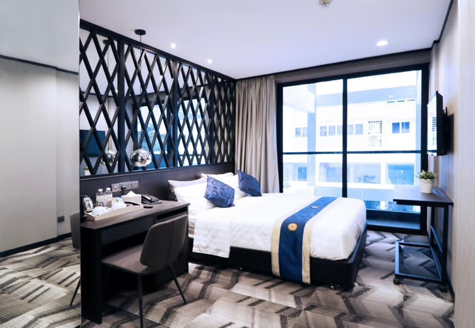 hotel room for a staycation on a daycation