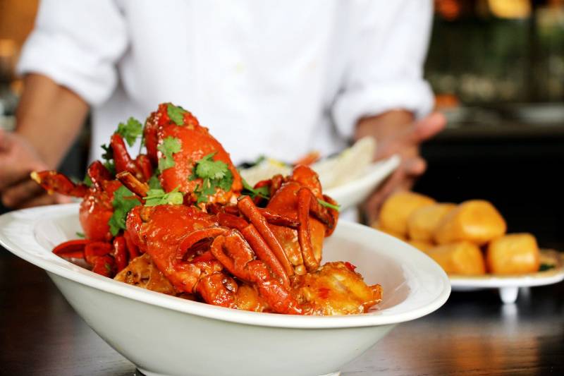 singapore chilli crab at asian market cafe buffet